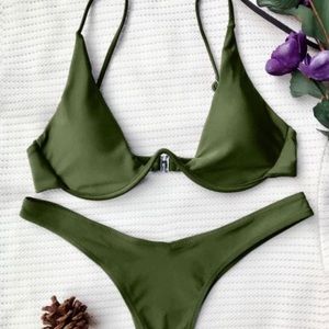 NWT Green Plunge Underwire Bikini 👙